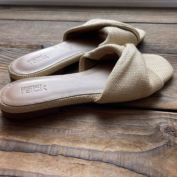 Nordstrom Cerise Faux Leather Weave Slide Sandal Women's Tan Size US7 - Picture 4 of 6